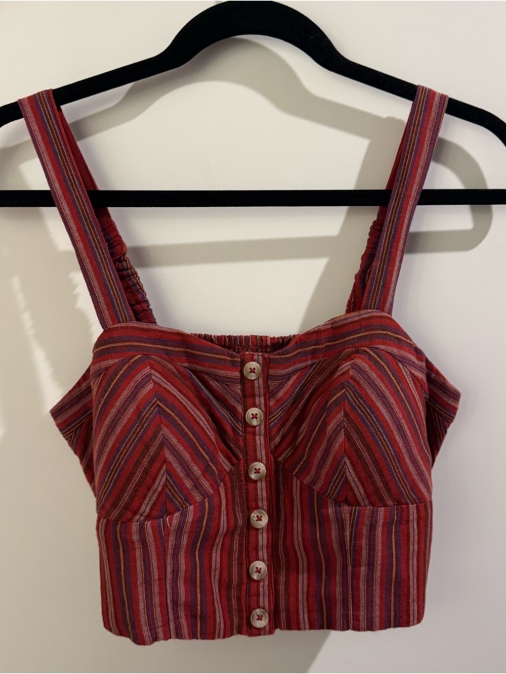 American Eagle Outfitters Multicolor Red Striped Smocked Top